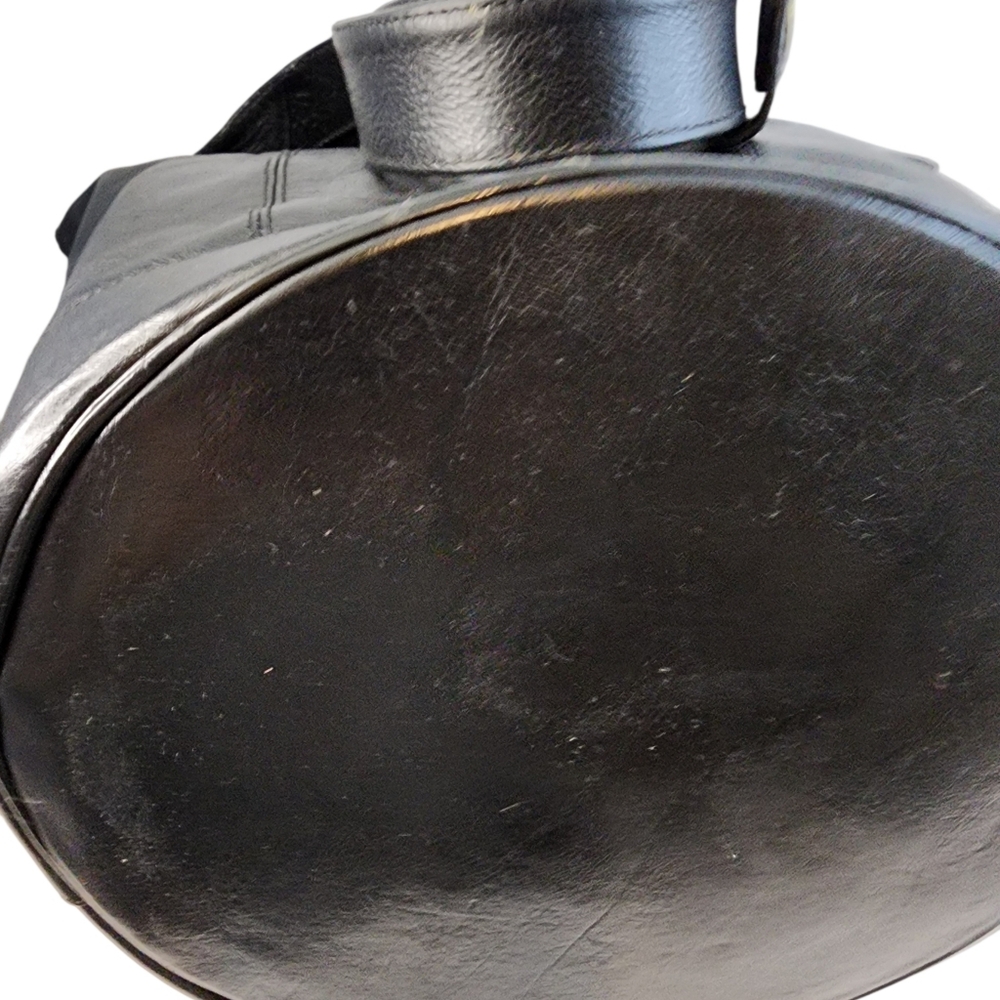 Marco Valentino Black Leather Bucket Bag Large Shoulder Bag - Picture 11 of 16